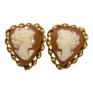 Curtis Creations Vintage 12K GF Shell Cameo Earrings​​​​​​